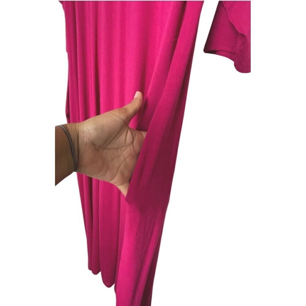 Catherines Jersey Maxi Pink Dress Size 2X Free & Easy With Pockets 3/4 Sleeves - Picture 8 of 13
